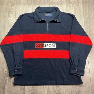 Vintage XPT Sport 1990s Y2k Fleece Sweater XL Streetwear Hype Quarter Zip Button